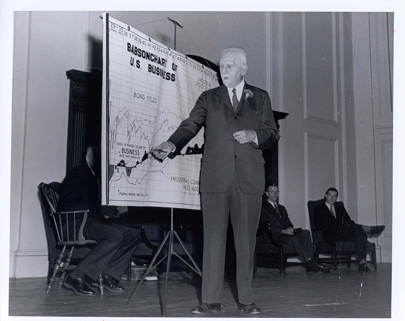 Babson presenting one of his famous babsoncharts on business cycles